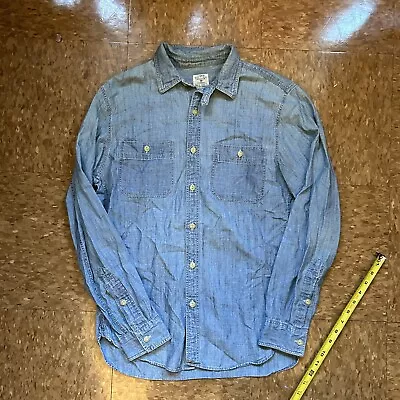 J. Crew Vintage Style Cotton Chambray Chinstrap Selvedge Work Shirt M Denim • $25