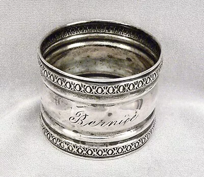 Antique Victorian STERLING SILVER Napkin Ring BERNICE Monogram 1.25  WATROUS • $45