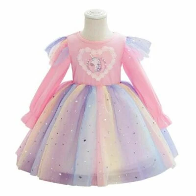 $34.09 • Buy Kid's Girl Unicorn Rainbow Tutu Tulle Dress Birthday Party Princess A-line Dress