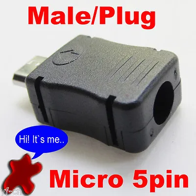 1 Set Micro USB 5 Pin Male Plug Socket Connector With Plastic Cover For DIY • $1.28