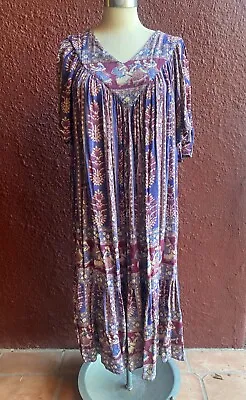 Vintage Maxi Boho Gauze Hippy Dress Muumuu Indian XL 1X 2X 3X 4X PLUS • $165