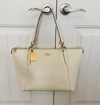 Coach Ava Women's Tote Shoulder Bag In Crossgrain Leather Off White W/ Gold • $78.99