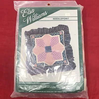 NEW Elsa Williams 06286 NAVY QUILT PILLOW 12 X12  Needlepoint NOS Kit Sealed • $35