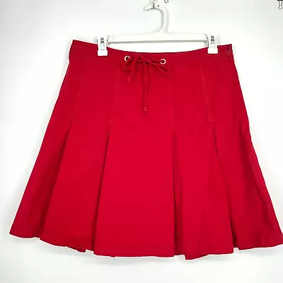 Isaac Mizrahi Target Womens 16 Pleated Skirt Red 100% Cotton Twill Knee Length • $12.95
