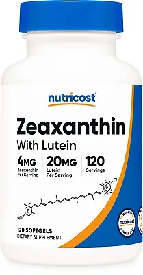 Nutricost Zeaxanthin With Lutein 20mg 120 Softgels Non-GMO & Gluten Free • $14.98