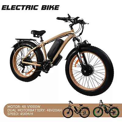 26  Fat Tire Electric Bicycles Adult 48V Ebikes 20AH 2000W Dual Motor 45KMH USx • $1234.99