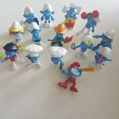 McDonalds Smurfs Figures 2011 Peyo Chef Baker Papa Smurfette Lot Of 14 • $13.25