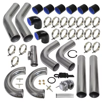 Universal 3.15  80mm Aluminum Intercooler Pipe + BOV Turbo Blow Off Valve Kit BK • $412.78