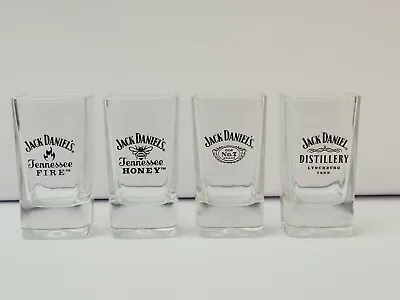 4 × Jack Daniels Whiskey Shot Glasses Tennessee Fire Honey No.7 Distillery • $24.99