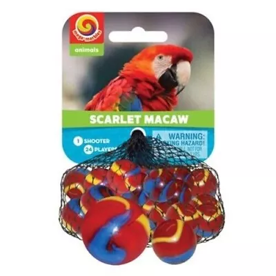 Nice Bag Of Official Mega Marbles (Vacor ) Scarlet Macaw ! • $5.50