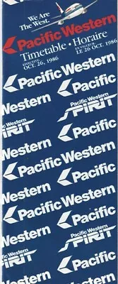 Pacific Western Airlines Timetable 1986/10/26 • $4.99