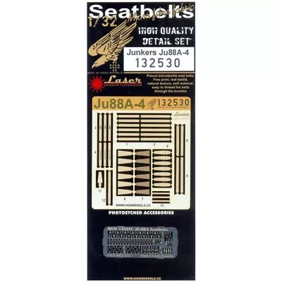 HGW 1/32 132530 Ju-88A-4 Laser Cut Seatbelts W/photo Etch Buckles • $13