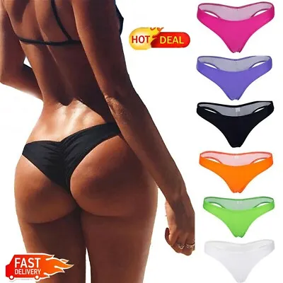 Women Sexy Bikini Triangle Thong Bottom V Cheeky Ruched Swimwear Beach Sport HOT • $7.39