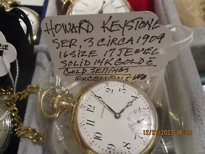 Howard Keystone 14K Solid Gold 82.91gm=$972 Gold Value17 Jewel Working Well • $1259
