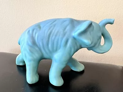 Van Briggle Pottery Blue Elephant Trunk Up  Figurine 4.5 X 8” VTG Art Matte • $112