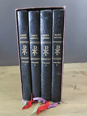 Vintage 1958 Saint Andrew Daily Missal Vol 1-4 Boxed Dom Gaspar Lefebvre Leather • $139.94