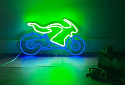 14 X9  Sportbike Motorcycle Green Flex LED Neon Sign Light Party Gift Bar Décor • $117.74