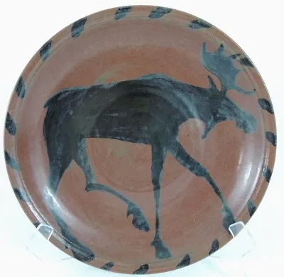 Moose Platter Studio Art Pottery Decorative 13” Maine Signed LKS • $46.99