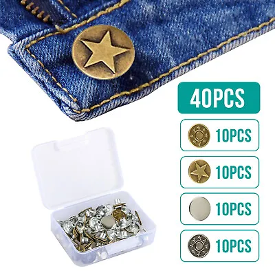 40 Sets Metal Jeans Tack Button Fastener Replacement Kit For No-Sew Repair Pants • $8.48