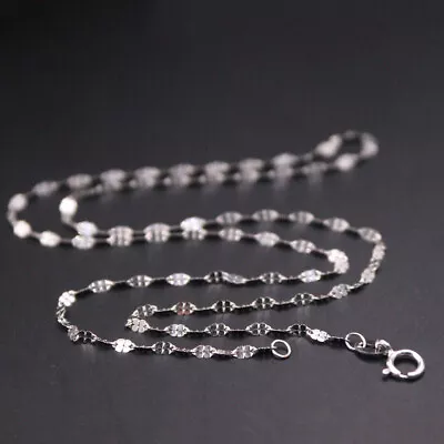 Pure 18k White Gold Chain For Women 1.8mm Clover Shape Necklace Jewelry 18inchL • $274.20