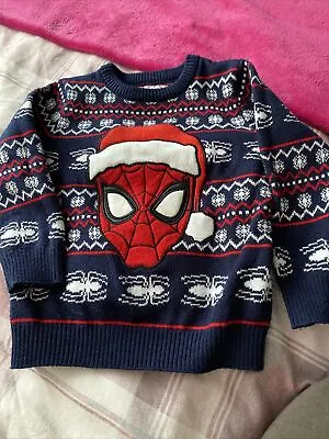 Baby Boys 18-24 Months Spider-Man Xmas Jumper • £0.75