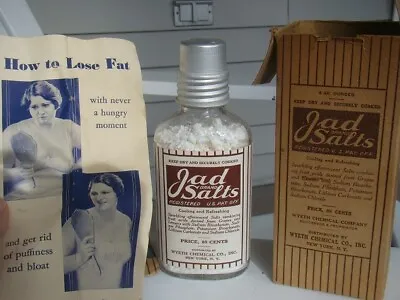 Vintage Label Box & Contents JAD SALTS- WYETH CHEMICAL CO. Medicine Bottle • $19.99