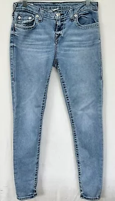 True Religion Light Blue Jeans Halle Mid Rise Skinny Womens Size 29 Inseam 29  • $15