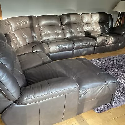 Lazy Boy Leather Corner Sofa With Recliner & Chaise • £650