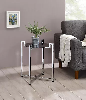 Kings Brand Furniture - Accent Side End Table Metal & Glass Chrome / Black • $49.99