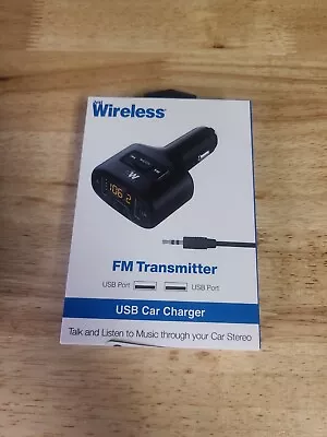 Just Wireless FM Transmitter (3.5mm) With 2.4A/12W 2-Port USB Car Charger- Black • $8.99