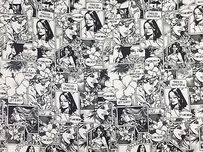 4 Way Stretch 60  Wide Black & White Comic Manga Spandex Fabric By The Yard • $1.99