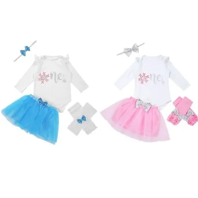 $18.59 • Buy Toddler Baby Girls First Birthday Outfits Romper Tutu Skirt Cake Smash 4pcs Set