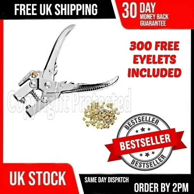 Heavy Duty Eyelet Pliers Hole Punch Tool 300pc Eyelets And Washers Brass Leather • £7.29
