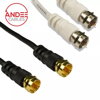 F Plug Coax Cable Satellite Sky Box Virgin Media TV Aerial Lead RG59 Screw Pin • £3.29