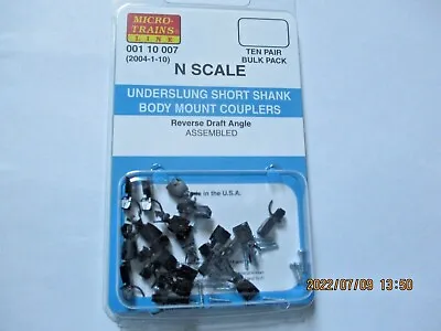 Micro-Trains Stock #00110007 (2004-1-10) Short Shank Body Mount Couplers N-Scale • $64.15