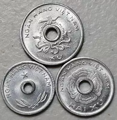 South Vietnam NLF Viet Cong 1 To 5 Xu 1975 Set Of 3 Coins • $35