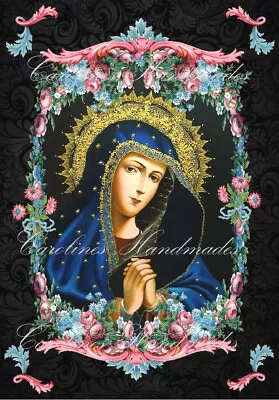 Beautiful Madonna In Blue Designer Cotton Fabric Quilt Block Multi-size • $12.50