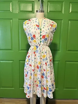 Vintage 80's Handmade Primary Colored Floral Sundress • $40