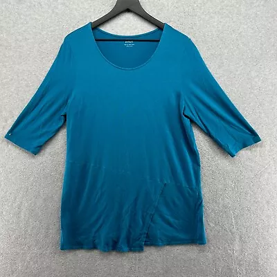 J. Jill Pure Jill Women's Blue 3/4 Sleeve Wrap Tunic Blouse Size L • $18.90