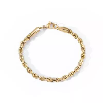 3/4/5/6mm Woman Man Gold Plated Stainless Steel Rope Chain Bracelet Bangle 7-9'' • $6.45