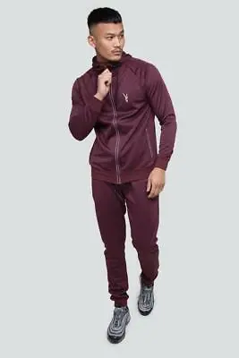 Men's Hooded Tracksuit Set Slim Fit Full Zipper Plain Bottom Jogger Set Gym Wear • £29.99