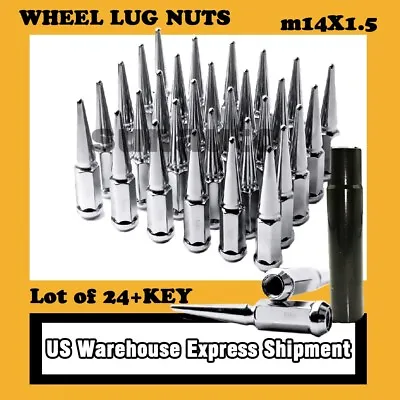 24PC Chrome 14x1.5 Spike Lug Nut Fits Chevy GMC C1500 C2500 K1500 K2500 Suburban • $43.19