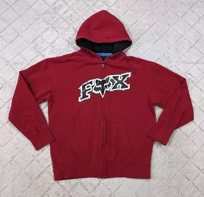 Fox Racing Hoodie Men's Large Red Graphic Full Zip Jacket Cotton Blend • $39.99