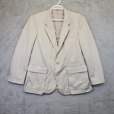 Norm Thompson Men’s Blazer Size 46 Khaki Brown Safari Chore Business Sports Coat • $28.68