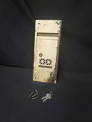 Old Mid Century Wall Slot Mount Mailbox Brass With Original Keys - Built In  • $39.99