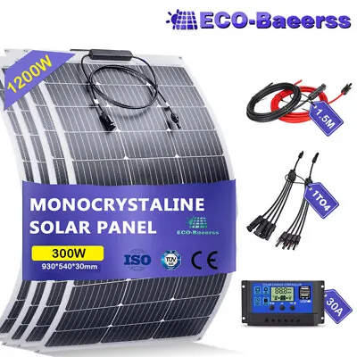 12V 300W Flexible Solar Panel Kit Mono Caravan Home Camping RV Battery Charging • $129.99