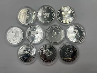 Ultra Rare Johnson Matthey Canada Timothy Eaton Zodiac 1oz 9999 Silver Art Coins • £650