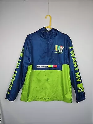 MTV Zip Up Jacket Mens Size L Womd Breaker Green And Blue • $16