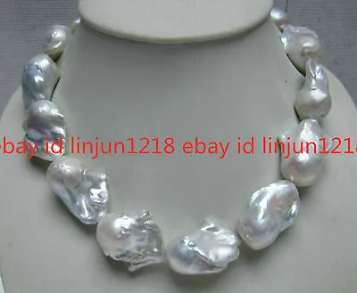 Real Huge Aaa South Sea White Baroque Pearl Necklace 18/24/36  • $139.99