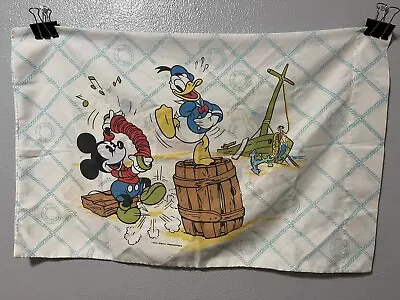 Vintage 80s DISNEY Mickey Mouse & Donald Duck Pillowcase Clean Rare • $13.99